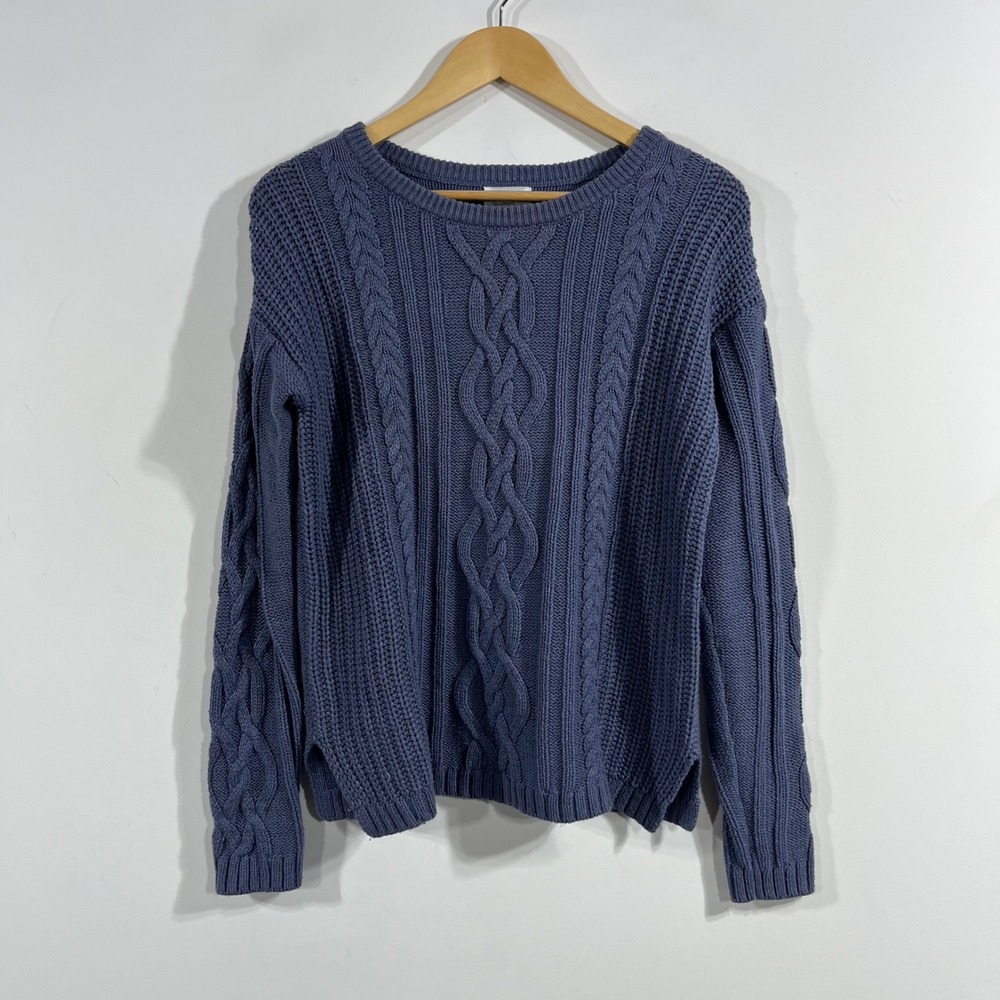 Old Navy Fisherman Preppy Cable Knit Crew Neck Cotton Sweater Womens Large Chic